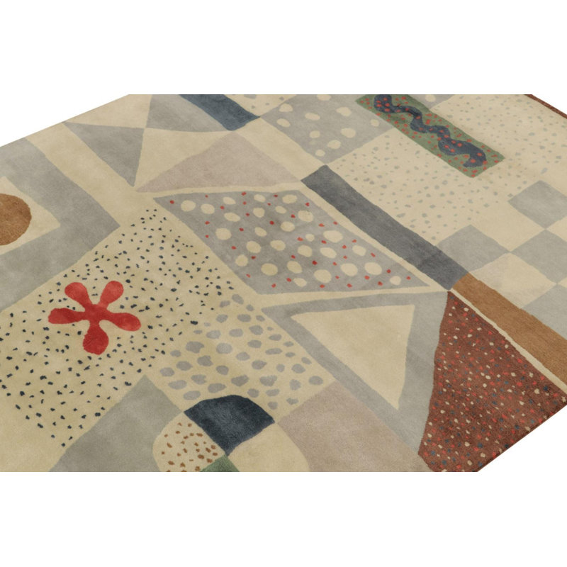 Scandinavian Hand Knotted Wool Geometric Area Rug, Rectangle 12' x 15'