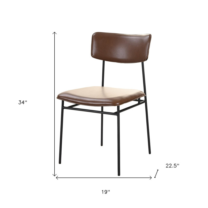 Ensemble de deux chaises d'appoint à dossier ouvert en cuir brun foncé et noir