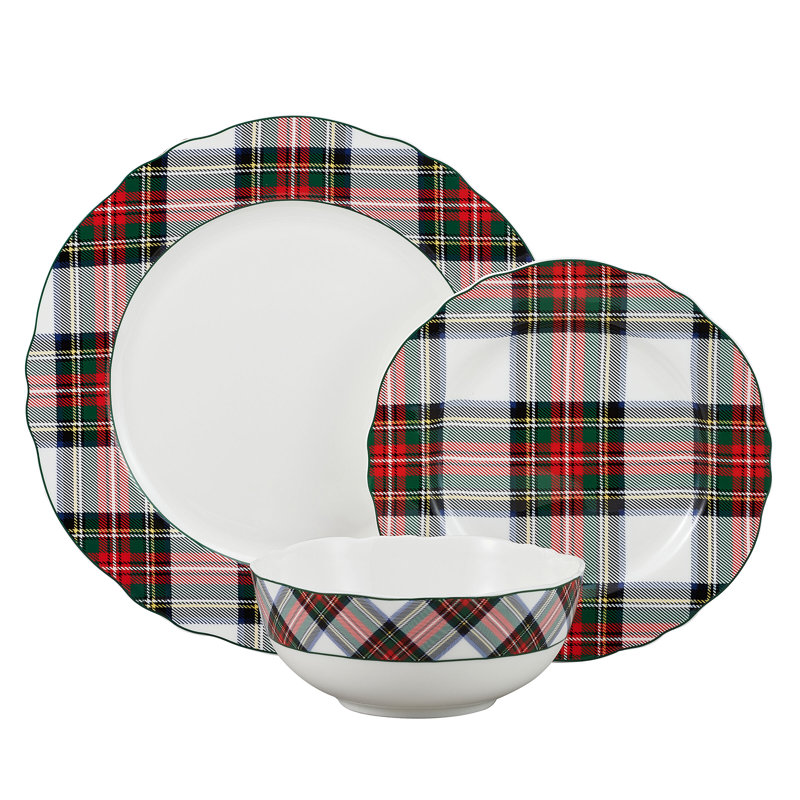 Service de table 12 pièces Mikasa Tartan Scallop, service pour 4