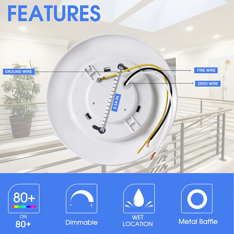 Megaman 6in LED Surface Flush Mount Disk Light Ceiling Light 9.5W (80W EQ), 800LM, Dimmable, 2700K