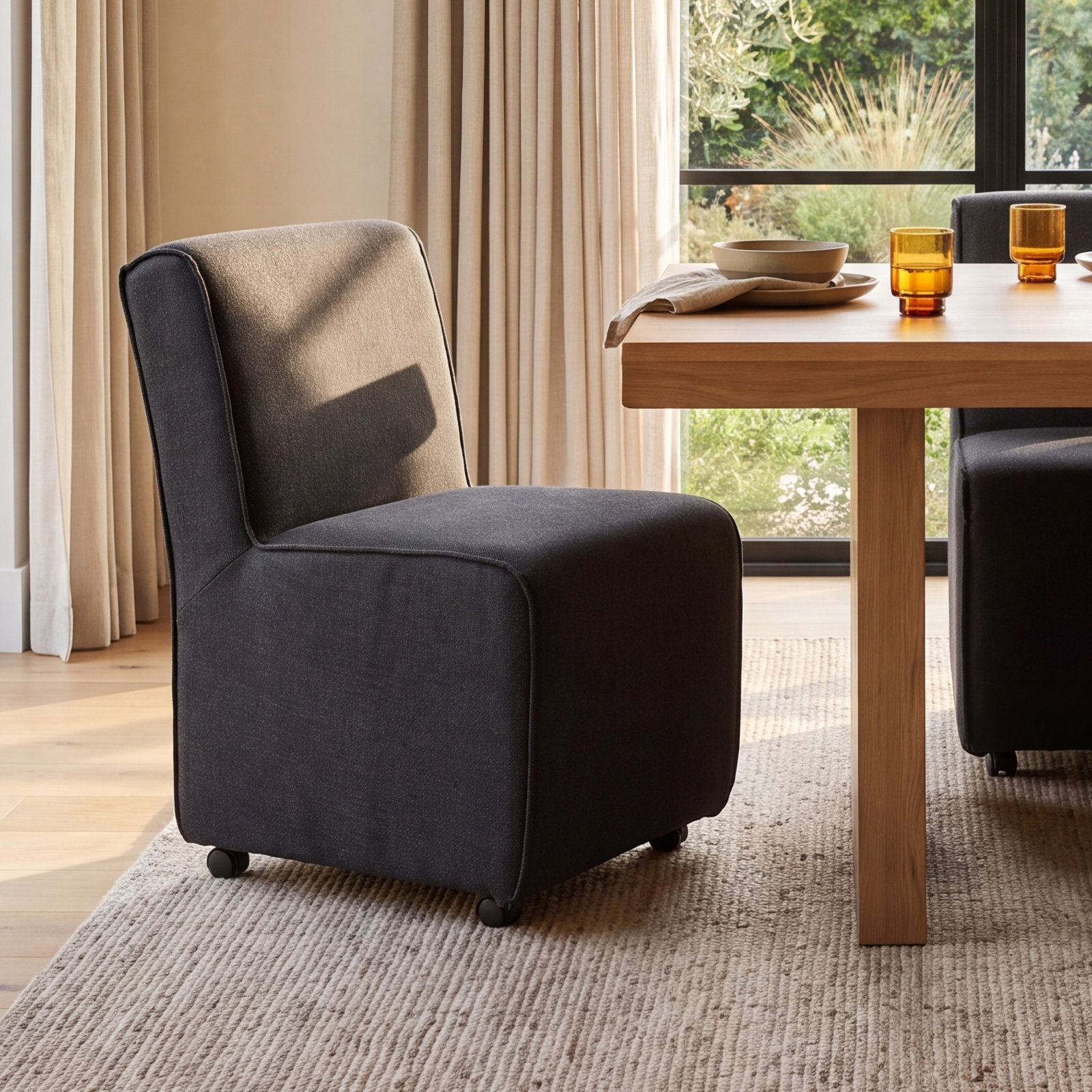 Niana Linen Parsons Dining Chair, Gray Stripe