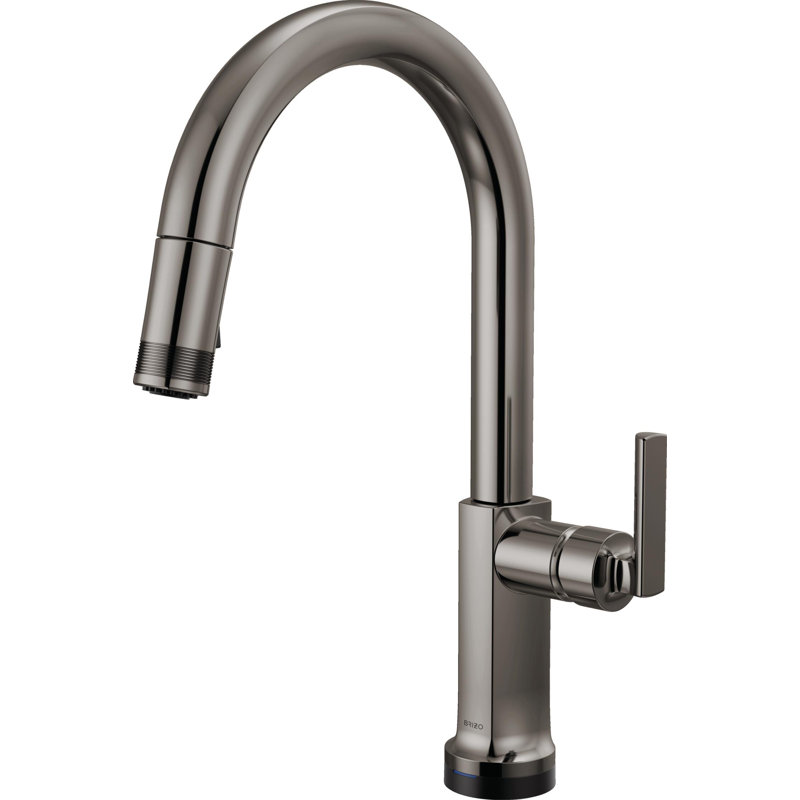 Kintsu® Smarttouch Pull-Down Faucet With Arc Spout, Lumicoat® Black Onyx, Lever Handle