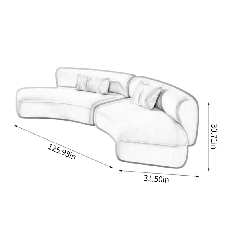 Modern Simple Light Luxury  Sofa, 30.71" H x 125.98" W x 31.5" D