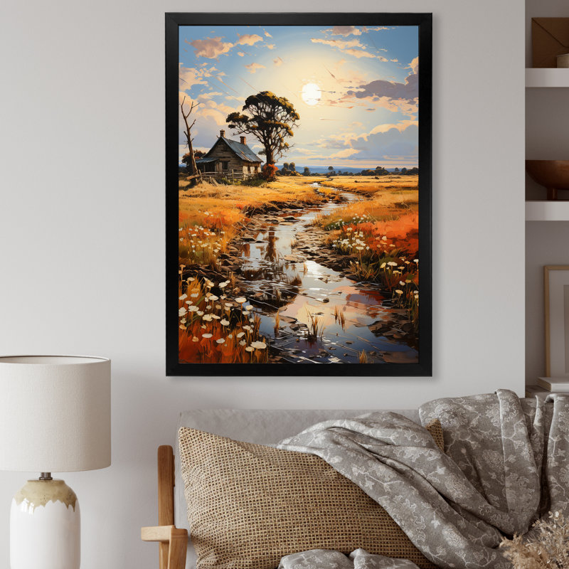 «Countryside Farm Bliss I» sur toile, Cadre simple noir, H 32 po x l 16 po x P 1 po