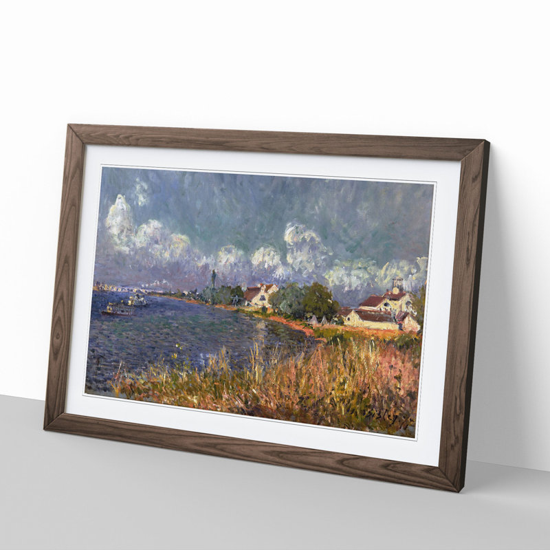 The Seine at Billancourt by Alfred Sisley - Framed Print, Walnut Framed, 36cm H x 48cm W x 2cm D