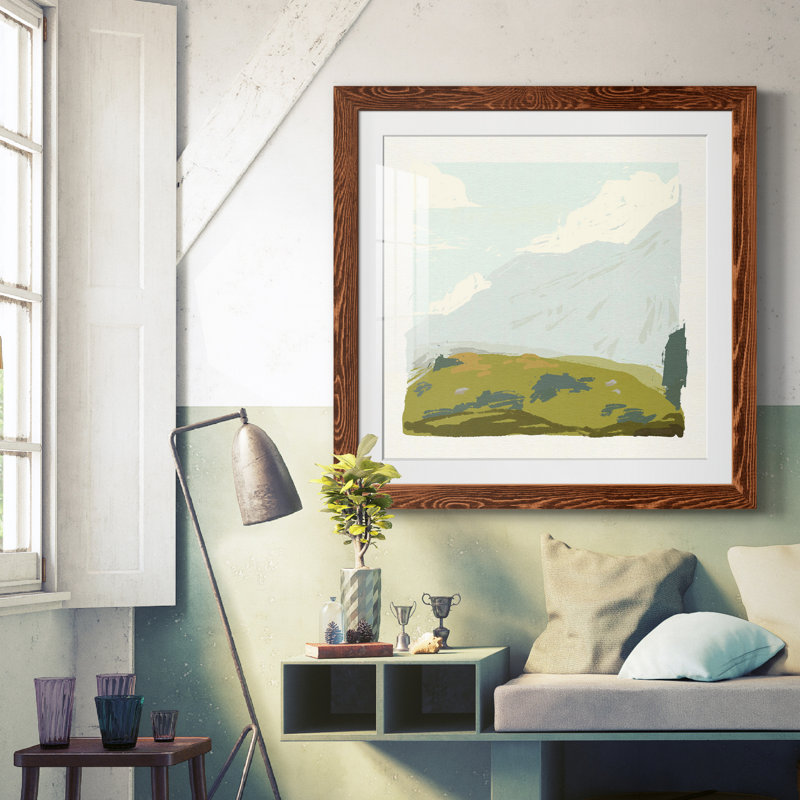Alpine Ascent II - reproduction encadrée de qualité supérieure - prête à être accrochée, Papier encadré érable, Blanc