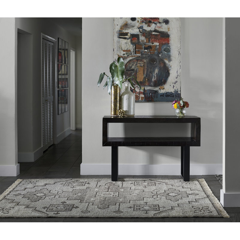 Bristol Ikat Area Rug in Black/Gray, Rectangle 2' x 3'