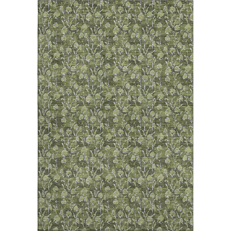 Premium Machine Washable Prisco Olive Rug