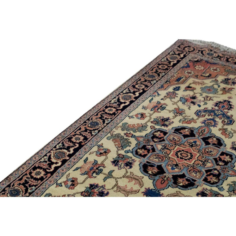 Tapis de couloir unique en laine noué à la main vert clair / bleu / noir 5 pi 1 po x 11 pi 8 po