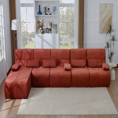 Oversized Sectional Sofa 161.8" Boneless Sofa L-Shaped Sofa Couch Cozy Sofa For Living Room, Red