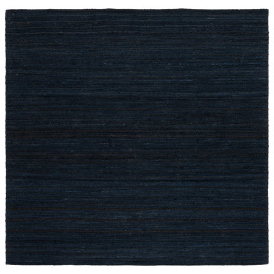 Surig Hand Woven Hemp/Cotton Performance Solid Color Rug in Navy