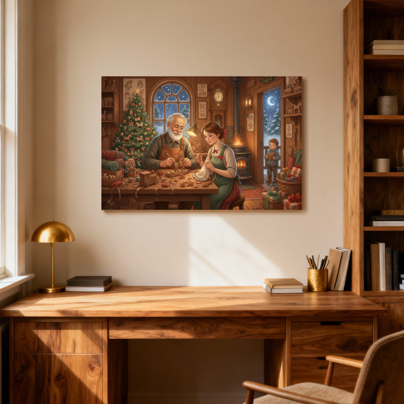 Scène d'atelier de Noël avec famille