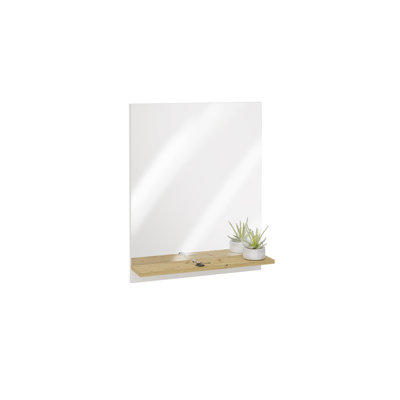 Kvaughn Flat Wall Mirror with Shelves