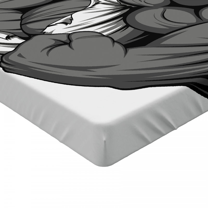 Full White Microfiber Gorilla Print Fitted Sheet