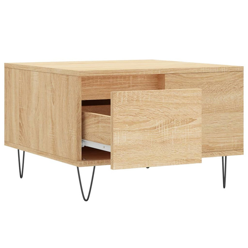 McBrine Four Leg Coffee Table with Storage, Sonoma Oak