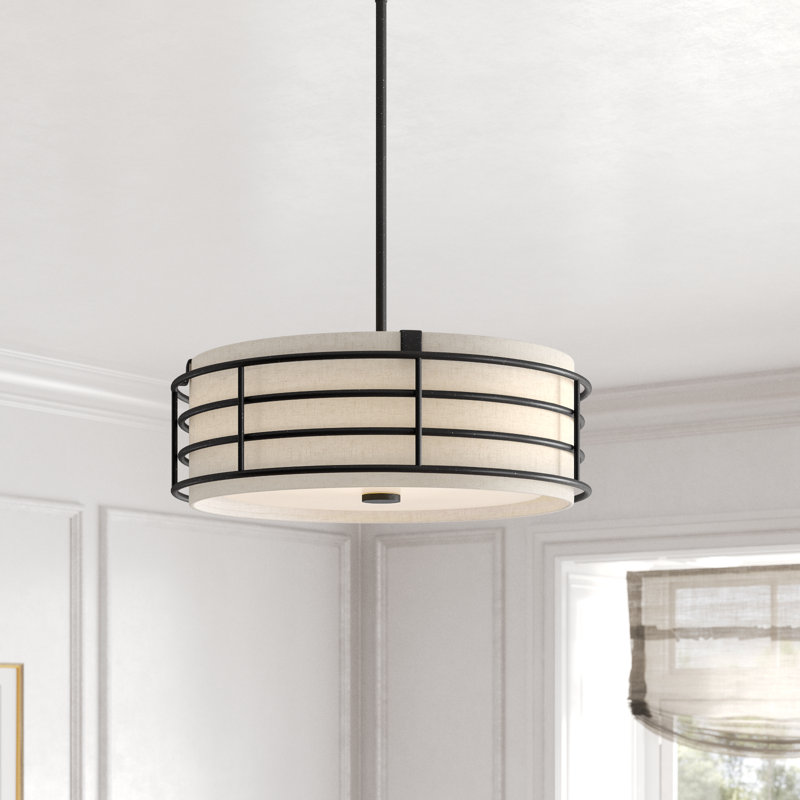 Lustre tambour à intensité variable 4 lumières, Bronze anglais