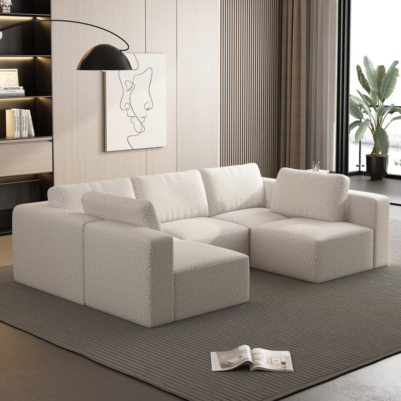 104.32*70.86 Modular Sectional Sofa Sleeper Couch, Sectional Sofa With Chaise And Ottoman, Convertible U Shaped Modular Sofa Set
