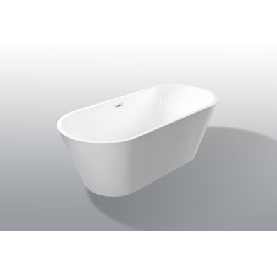 Acrylic Freestanding Oval Bathtub with Chrome Drain, 55 Inches