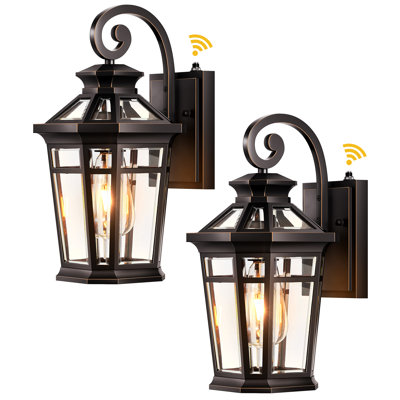 2-Pack Oil Rubbed Bronze Outdoor Wall Light Dusk To Dawn Sensor Weatherproof For Porch