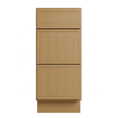 Armoire moderne en chêne blanc avec 3 tiroirs, fabrication de boîtes en contreplaqué, conception de shaker étroit, glissières à fermeture en douceur sous le comptoir, tailles multiples pour des aménagements personnalisés (12 po à 36 po)