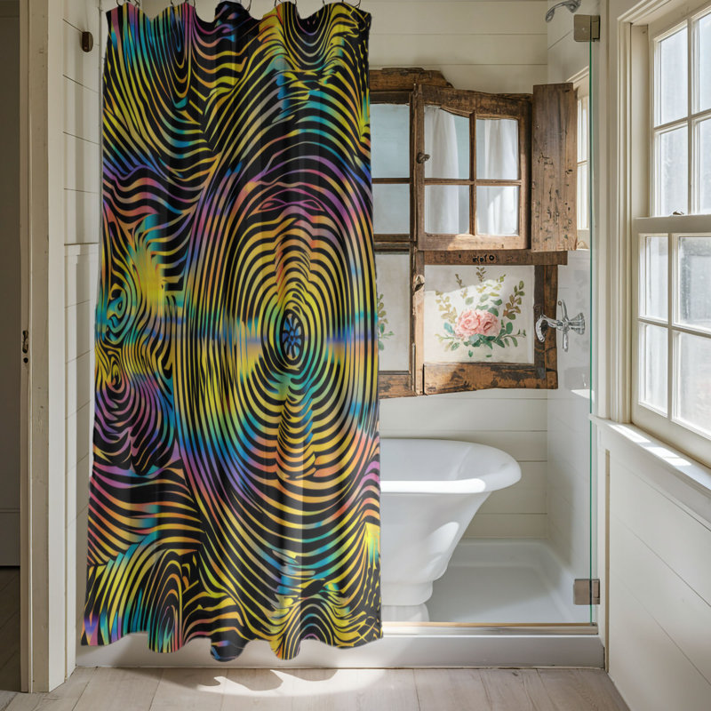 Couleurs psychédéliques - Rideau de douche Premium, H 74 po x l 71 po