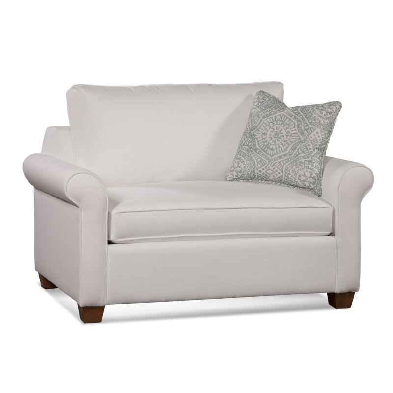 Park Lane Sleeper Sofa, Air Dream Mattress, Havana Finish, Light Blue and White Stripe; 0256-54