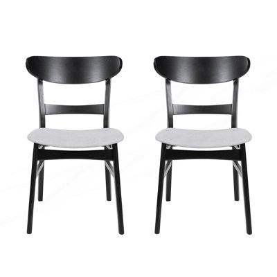 Set of 2 Mid-Century Modern Dining Chairs with Upholstered Seats