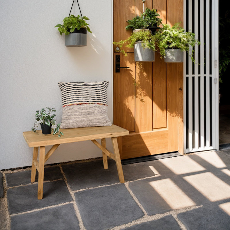 Banc d'entrée en bois massif de 30 po - Sièges de couloir de style campagnard rustique pour le salon, le vestibule de la salle à manger - Finition naturelle fabriquée à la main