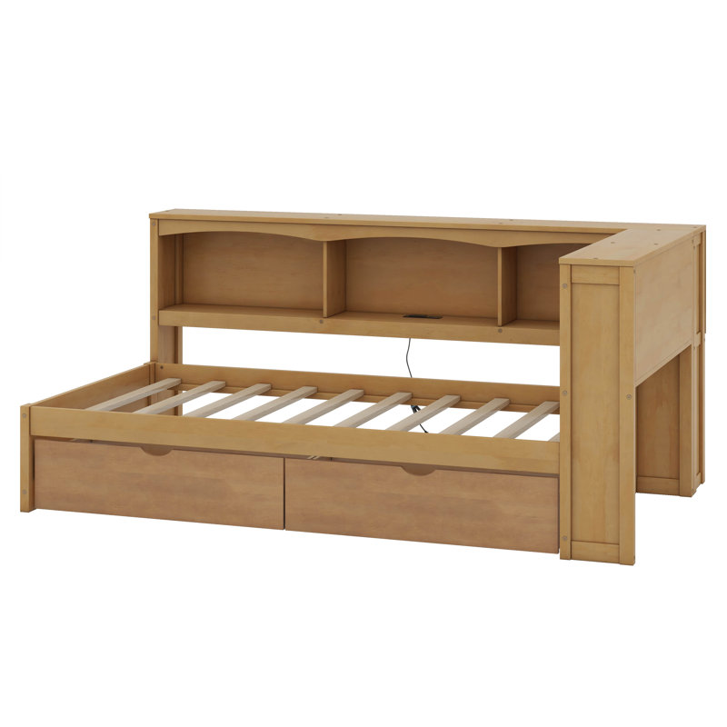 Joeanna Twin Size Daybed With Two Drawers, Cabinets And USB Ports, Wood