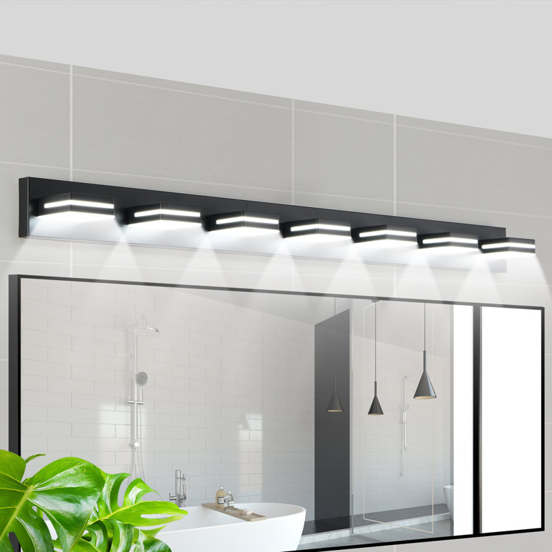 Dimmable LED Vanity Light Fixture 5500K, Matte Black, 7 Lights