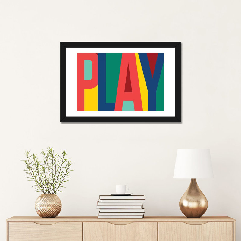 «Play», reproduction sur toile tendue, Impression encadrée avec passe-partout, H 16 po x l 24 po, Noir