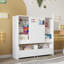 Armoire de rangement à tableau blanc magnétique l 31,5 po x P 11,8 po x H 35,4 po avec bibliothèque à 4 niveaux et plateau coulissant