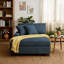 Chaise longue rembourrée en chenille bleue avec accoudoirs et coussins décoratifs-348563214-348563249