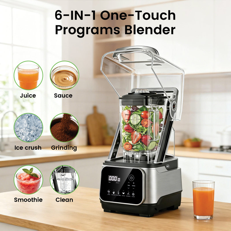 2200W Professional Blender, 68oz Large Capacity, 6 Preset Programs for Home Kitchen