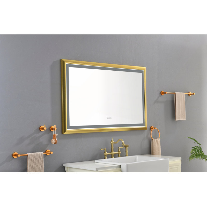 Miroir de salle de bain 48 "x 30" à DEL avec cadre en aluminium