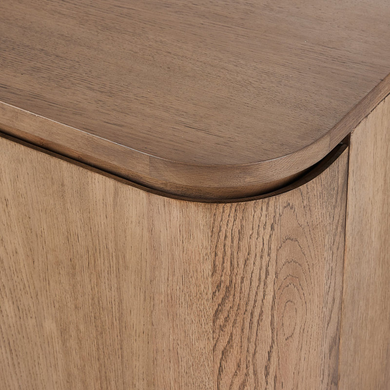 Karmella Solid Wood TV Stand, Tawny Oak Veneer