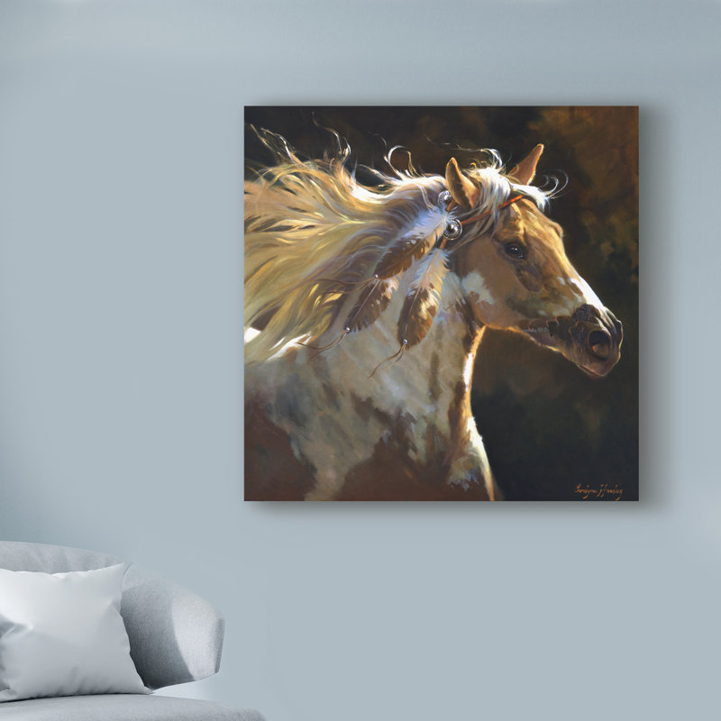 « rites cheval », reproduction de peinture à l’acrylique sur toile tendue, H 24 po x l 24 po x P 2 po