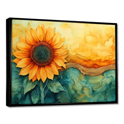 Doren Sunflowers Field at Sunrise Desert River I - Art mural tournesols