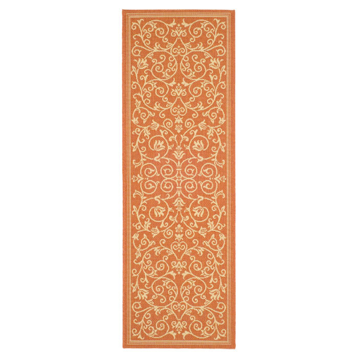 Arneshia Floral Terracotta/Natural Area Indoor/Outdoor Area Rug, Rectangle 4' x 5'7"