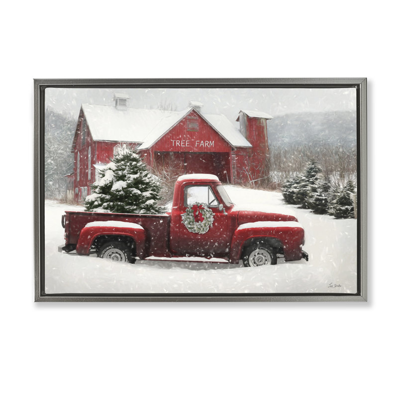 Cadre flottant Festive Tree Farm, par Lori Deiter, H 21 po x l 31 po, Cadre flottant gris lustré