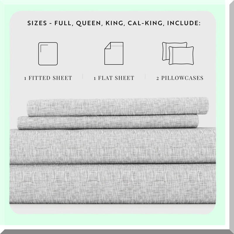 Cool DreamLuxe 4-Piece Bed Sheet Set - Ultra-Soft Cooling Sheets for Deep Sleep - Lines Design - Fits Mattress - King/Queen Size