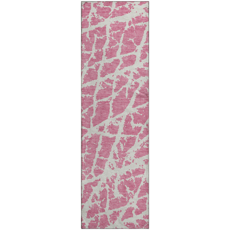 Premium Machine Washable Cerrito AMF501 Pink Rug, Runner 2'3" x 7'6"