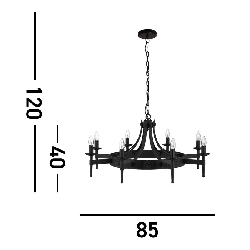 Eastbourne 8 - Light Waggon Wheel Chandelier