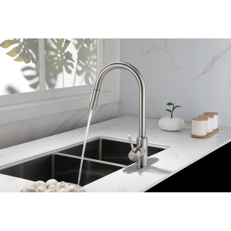 Kitchen Faucet With Pull Down Sprayer, Brushed Nickel, No Sensor