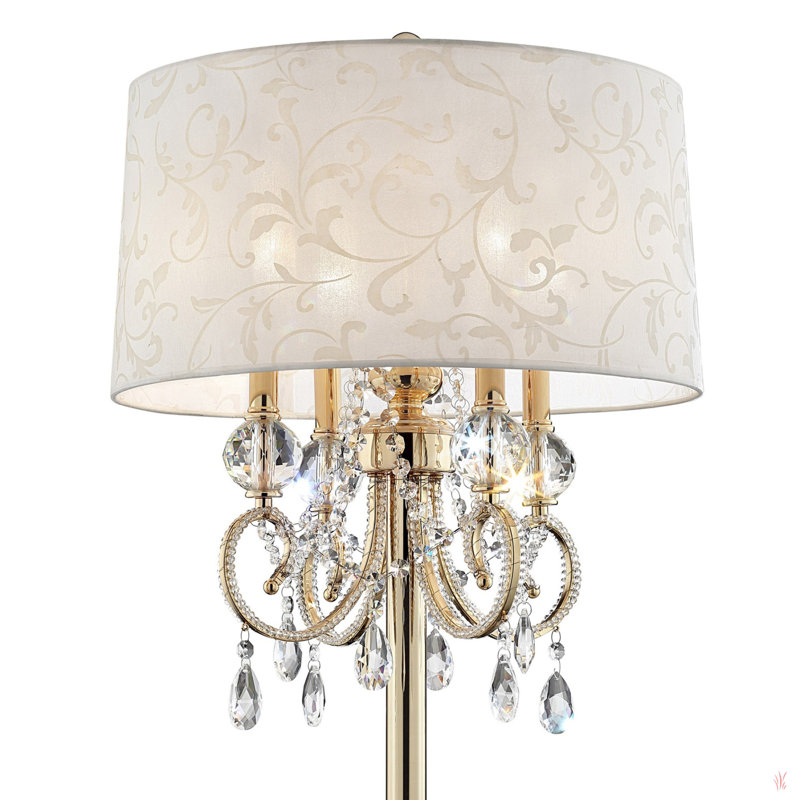 Lampe de table 32,5 "en métal" Aurora "avec finition et détails en cristal