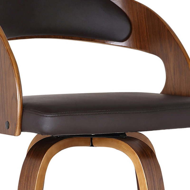 Tabouret de bar moderne en similicuir, Siège brun foncé / structure brune