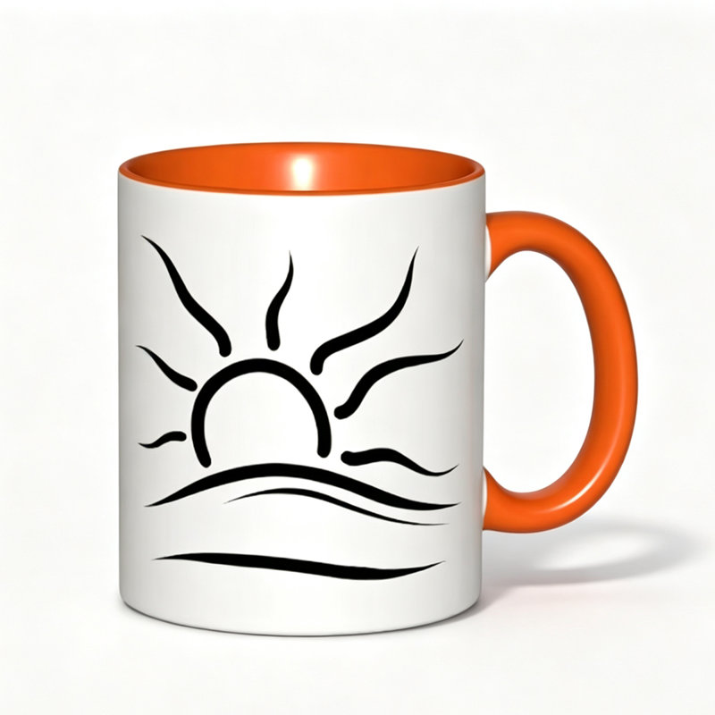 Minimalist Naturist Emblem Design, Non-Slip Ceramic Cup, Dishwasher Reusable Tea/Coffee/Milk/Water Cup.
