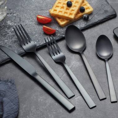 Talfourd Silverware Royal 20 Piece Flatware Cutlery Set, 18/10 Stainless Steel Flatware, Black