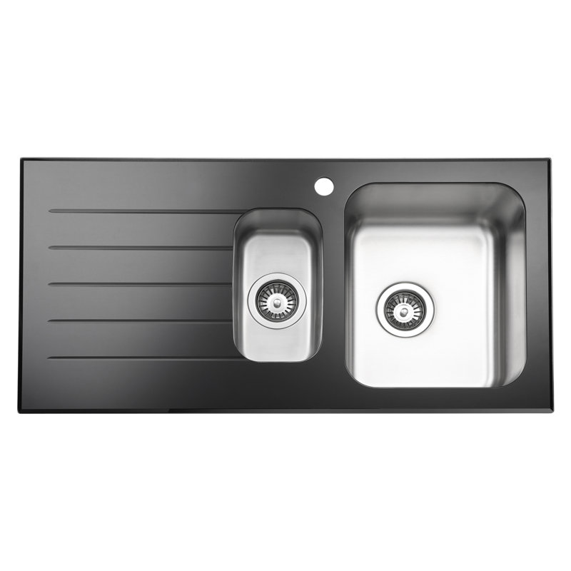 Belfry Kitchen Carrington 500mm W Double Bowl Stainless Steel Inset Kitchen Sink with 1 Faucet Hole