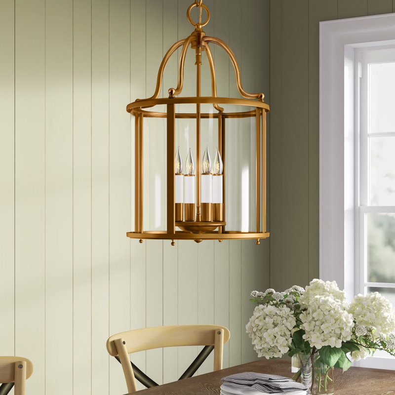 Tide 4 - Light Dimmable Lantern Chandelier, Heirloom Brass